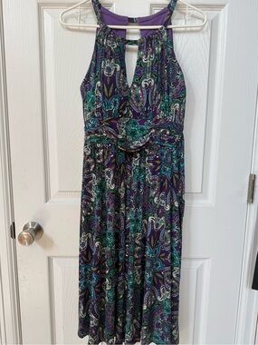 R&K Purple Paisley Halter Midi Dress